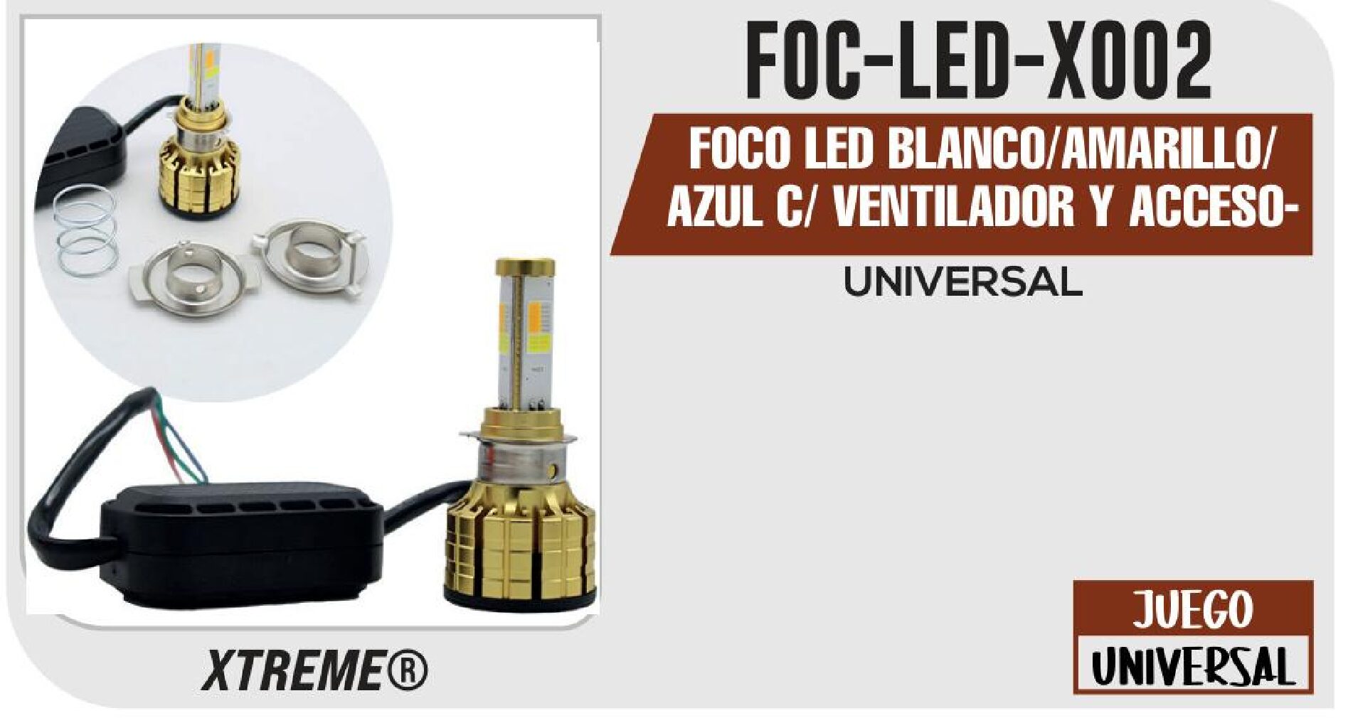 FOCO LED BLANCO/AMARILLO/AZUL C/ VENTILADOR Y ACCESORIOS 9-36 VCC 30 W / FOC-LED-X002