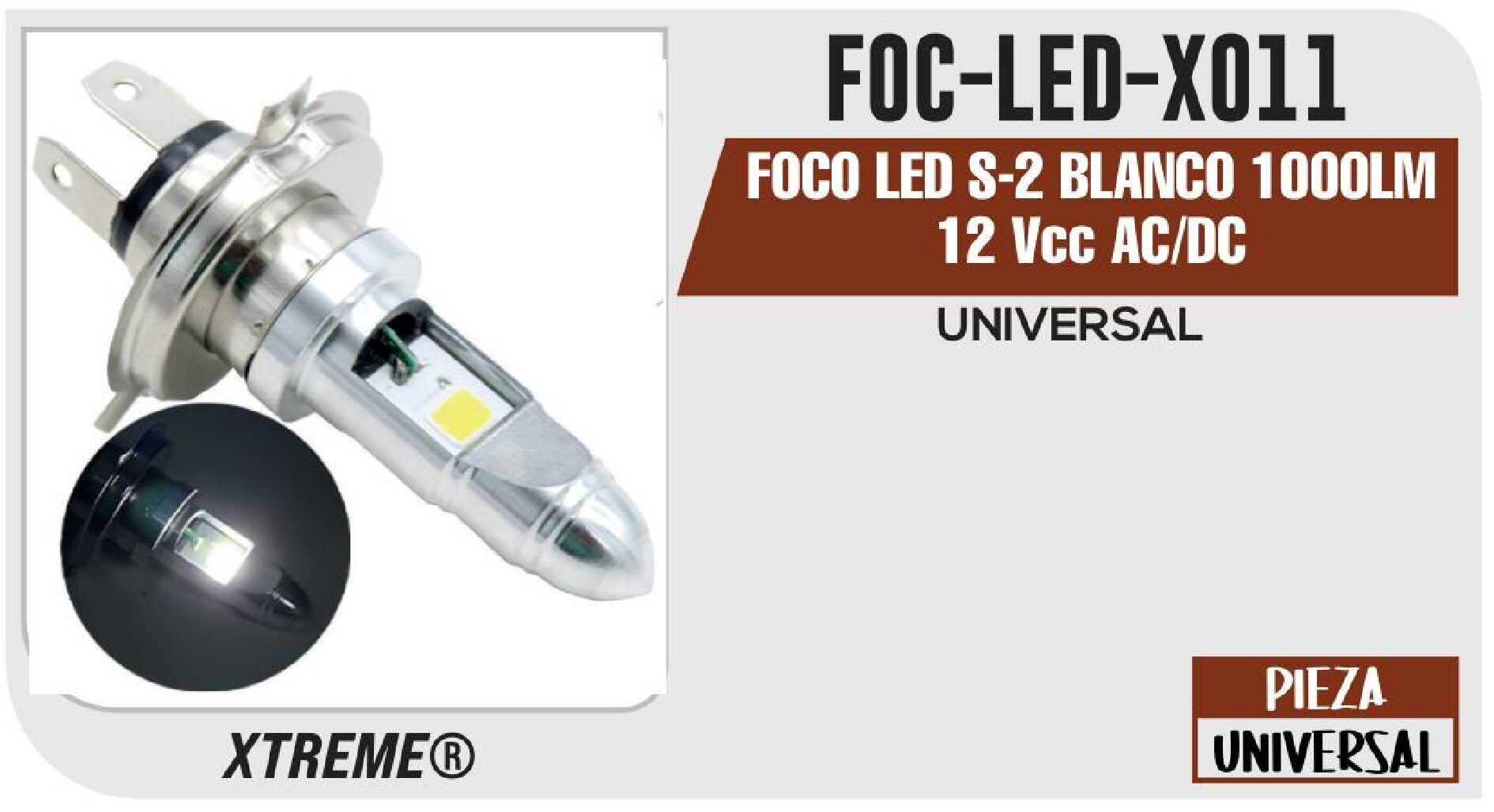 FOCO LED H-4 BLANCO 1000LM 12 Vcc AC/DC / FOC-LED-X011