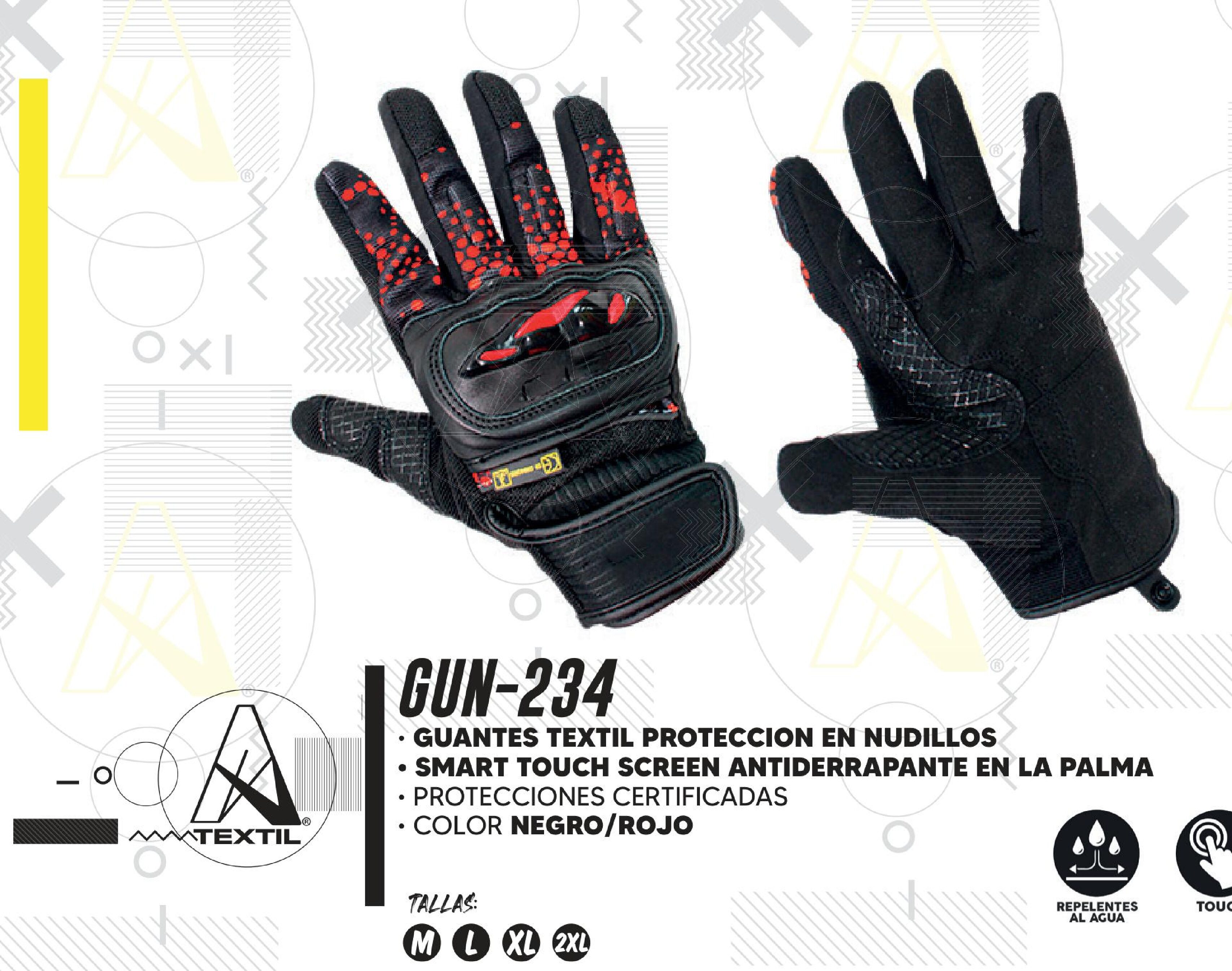 GUANTES A-GLOVES TEXTIL PROTECCION EN NUDILLOS SMART TOUCH SCREEN ANTIDERRAPANTE EN LA PALMA / GUN-234-XL Unidad: PAR