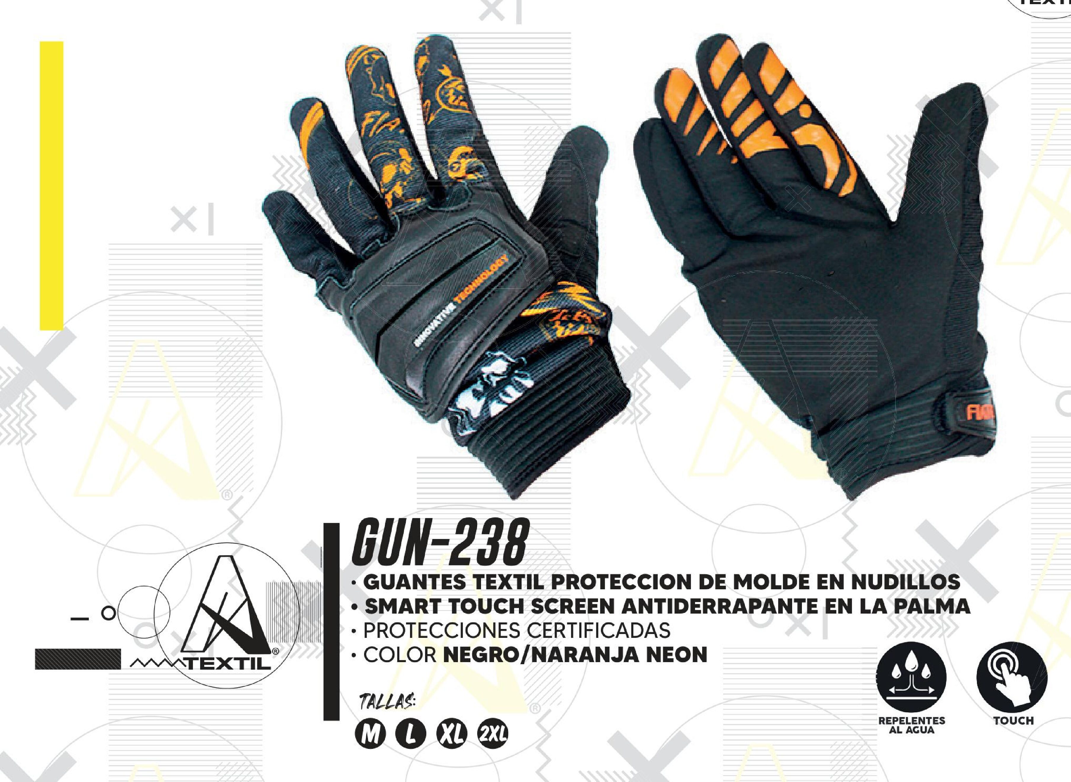 GUANTES A-GLOVES TEXTIL PROTECCION DE MOLDE EN NUDILLOS SMART TOUCH SCREEN ANTIDERRAPANTE EN LA PALMA / GUN-238-2XL