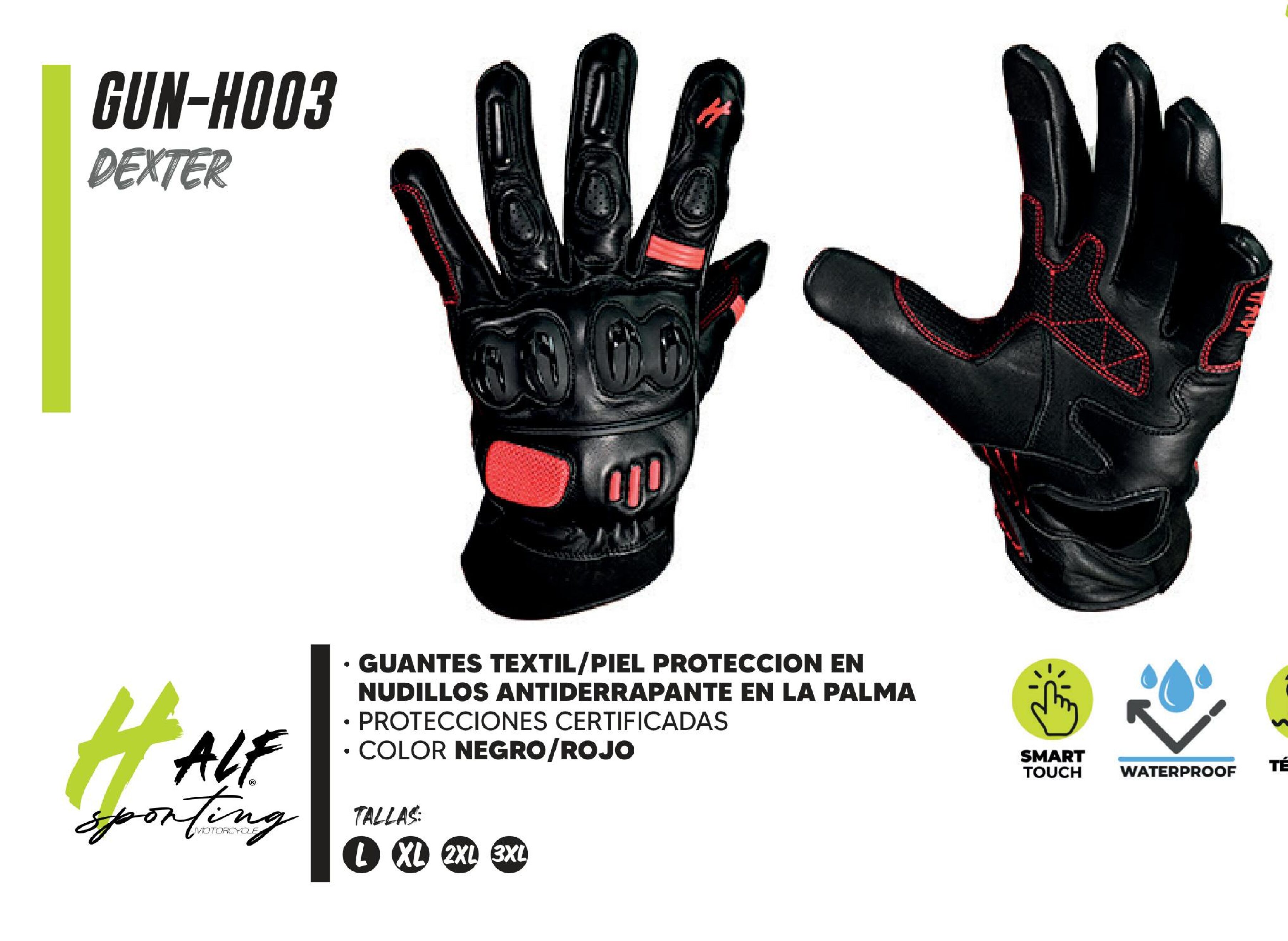 GUANTES TEXTIL/PIEL PROTECCION EN NUDILLOS ANTIDERRAPANTE EN LA PALMA / GUN-H003-M