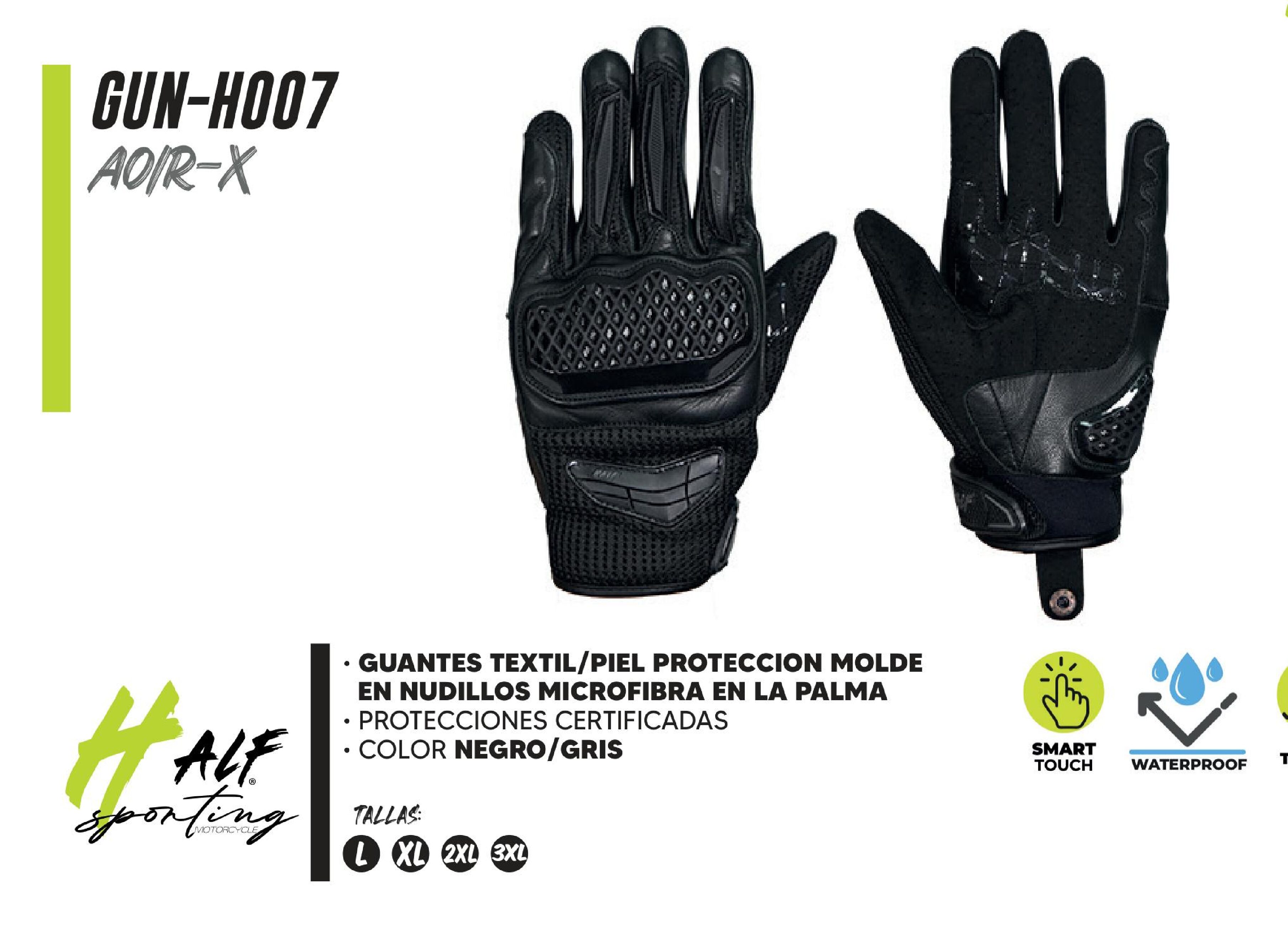 GUANTES TEXTIL/PIEL PROTECCION MOLDE EN NUDILLOS MICROFIBRA EN LA PALMA / GUN-H007-XL