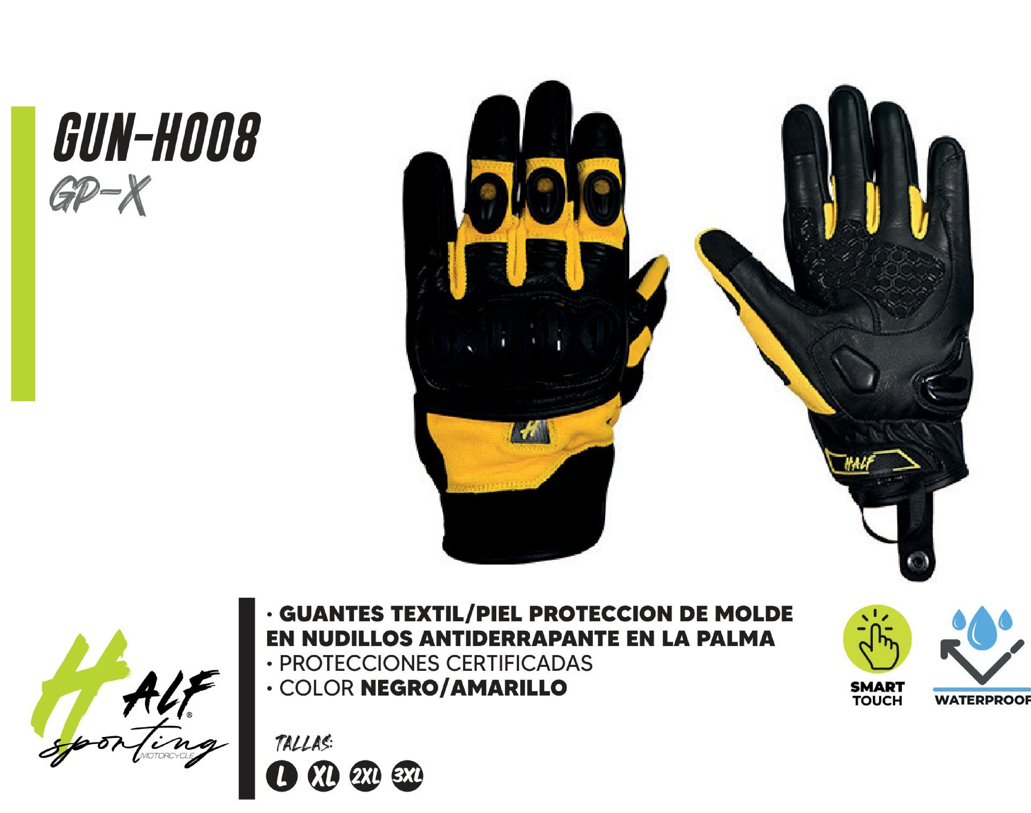 GUANTES TEXTIL/PIEL PROTECCION DE MOLDE EN NUDILLOS ANTIDERRAPANTE EN LA PALMA / GUN-H008-XL