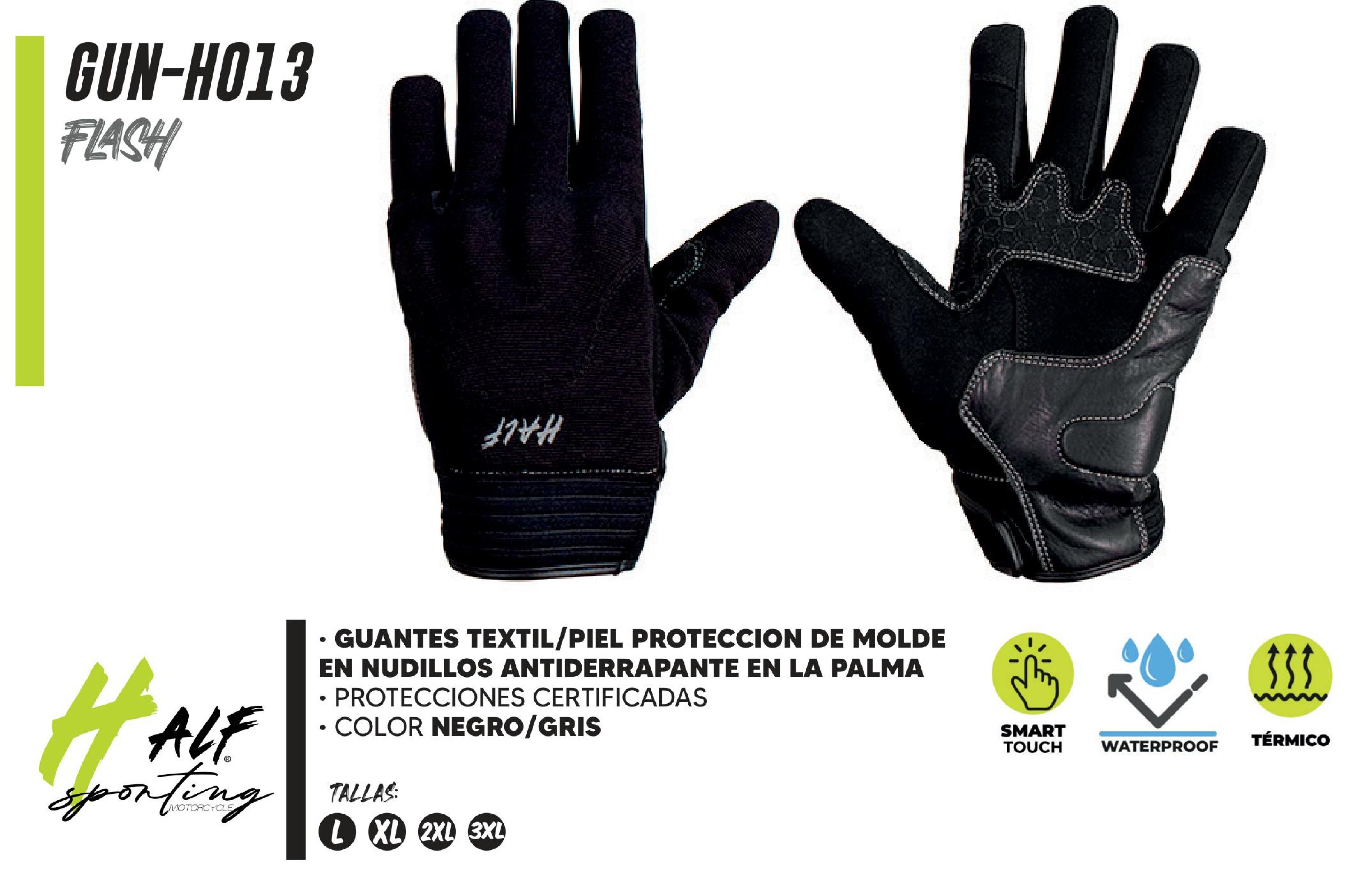 GUANTES TEXTIL/PIEL PROTECCION DE MOLDE EN NUDILLOS ANTIDERRAPANTE EN LA PALMA / GUN-H013-M