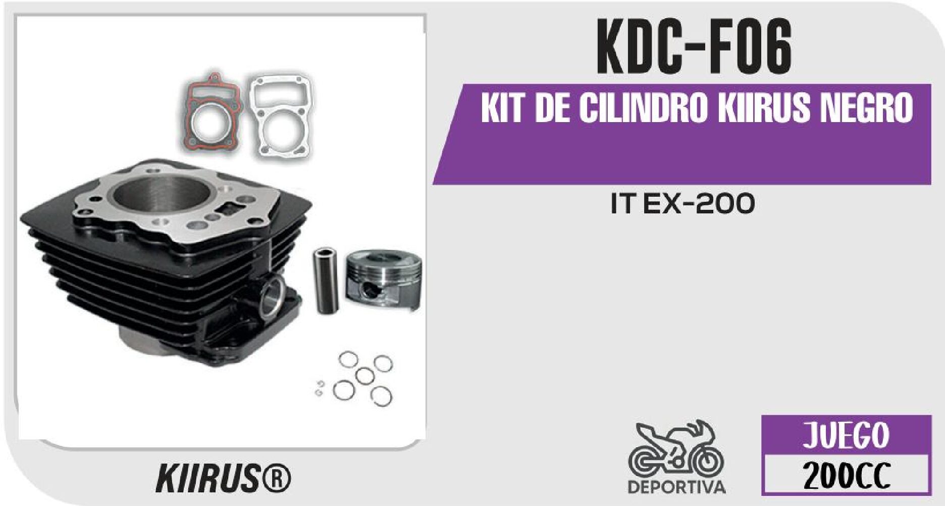 KIT DE CILINDRO KIIRUS NEGRO / KDC-F06