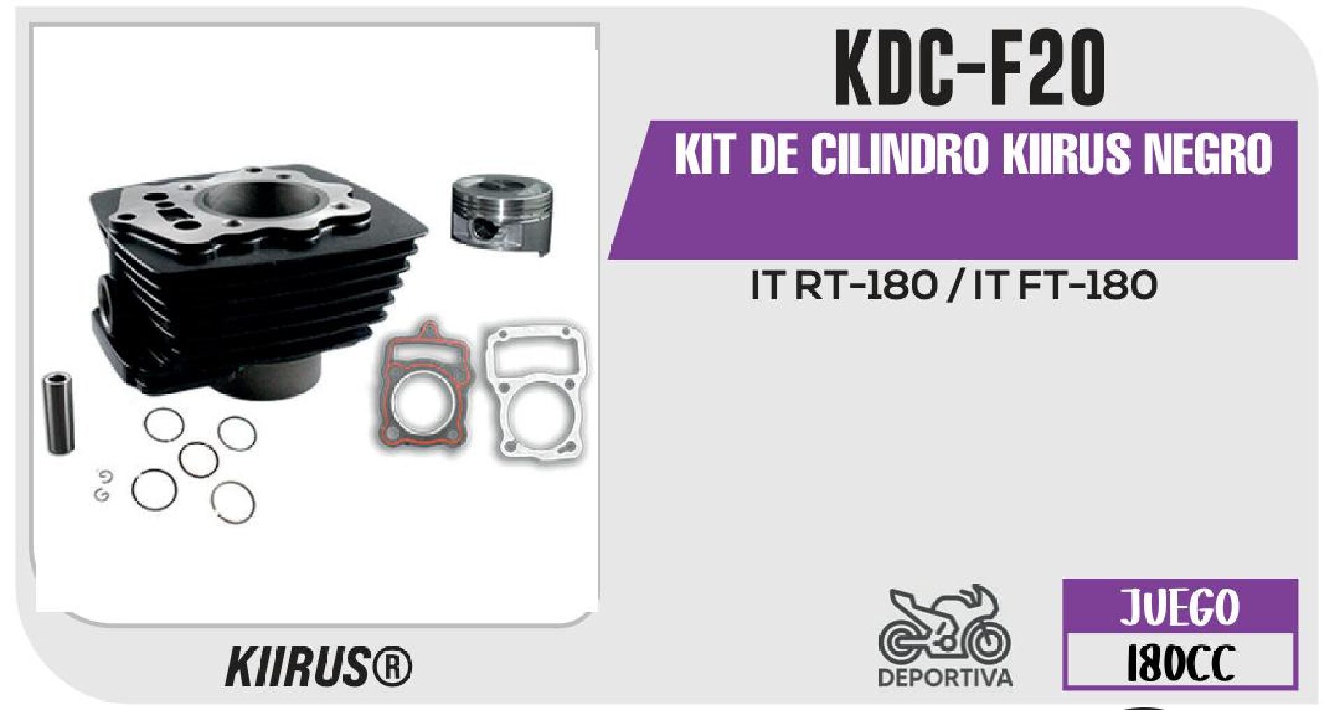 KIT DE CILINDRO NEGRO JUEGO: CILINDRO, PERNO, PISTON, ANILLOS, SEGURO, EMPAQUE / KDC-F20