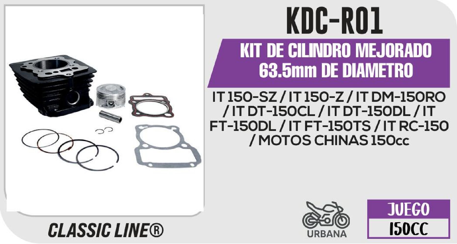 KIT DE CILINDRO MEJORADO 63.5MM DE DIAMETRO / KDC-R01