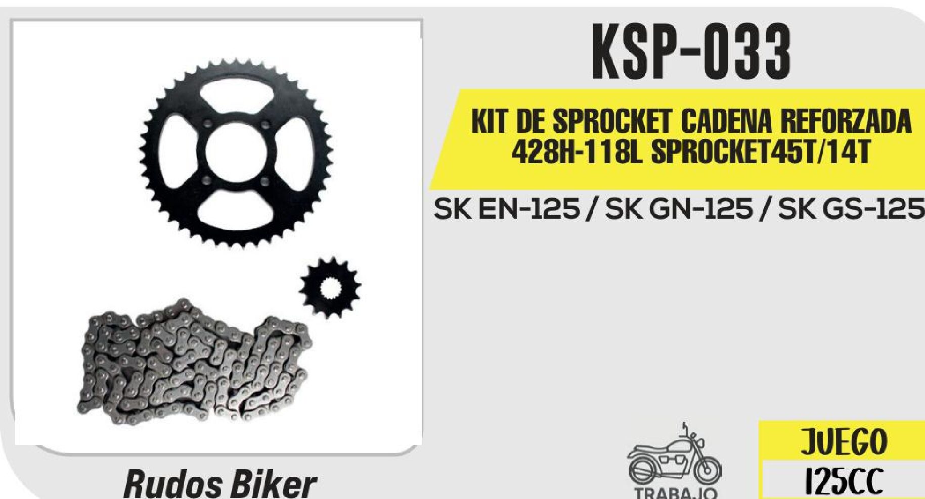 KIT DE SPROCKET CADENA REFORZADA 428H-118L SPROCKET45T/14T / KSP-033