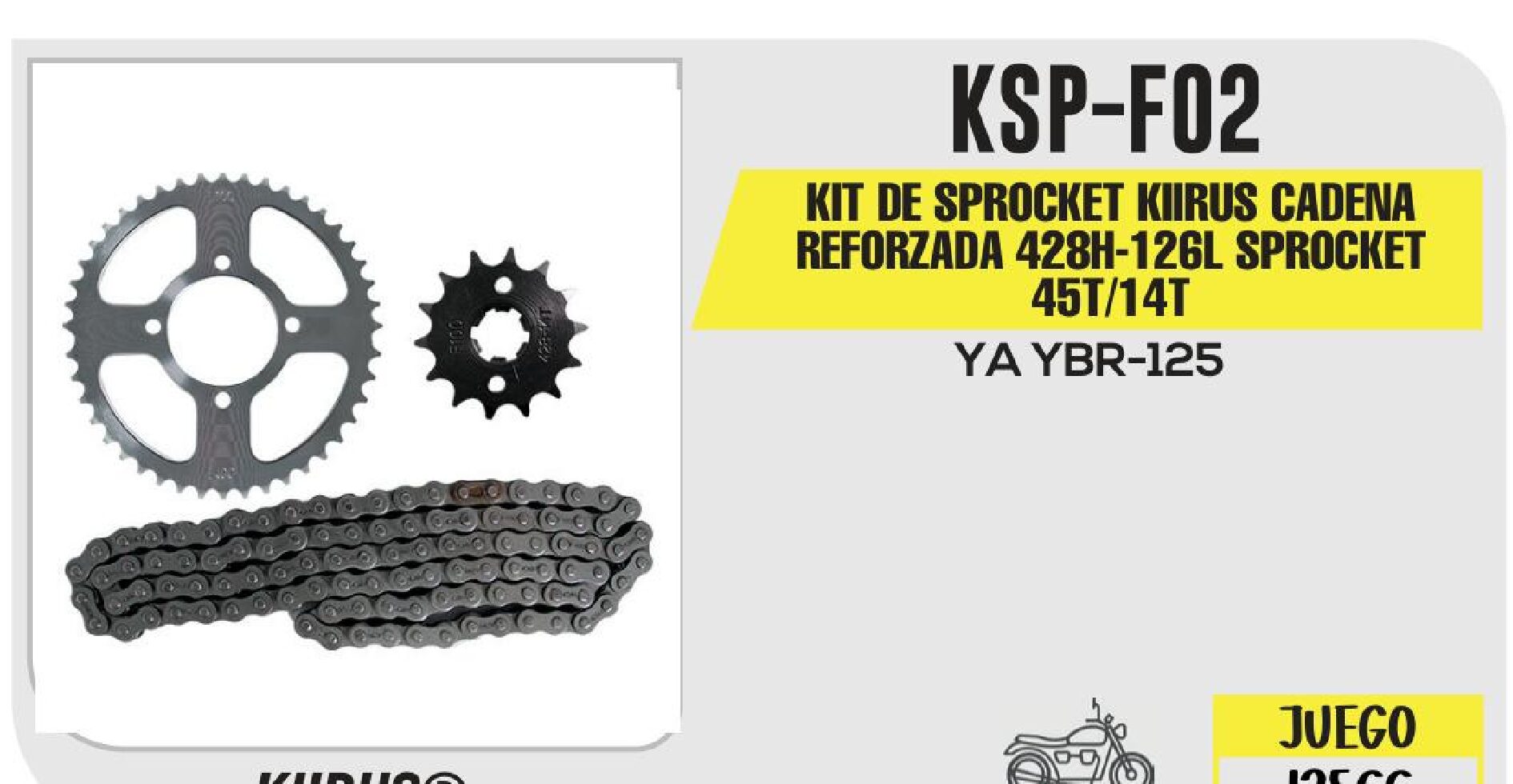 KIT DE SPROCKET KIIRUS CADENA REFORZADA 428H-126L 45T/14T / KSP-F02