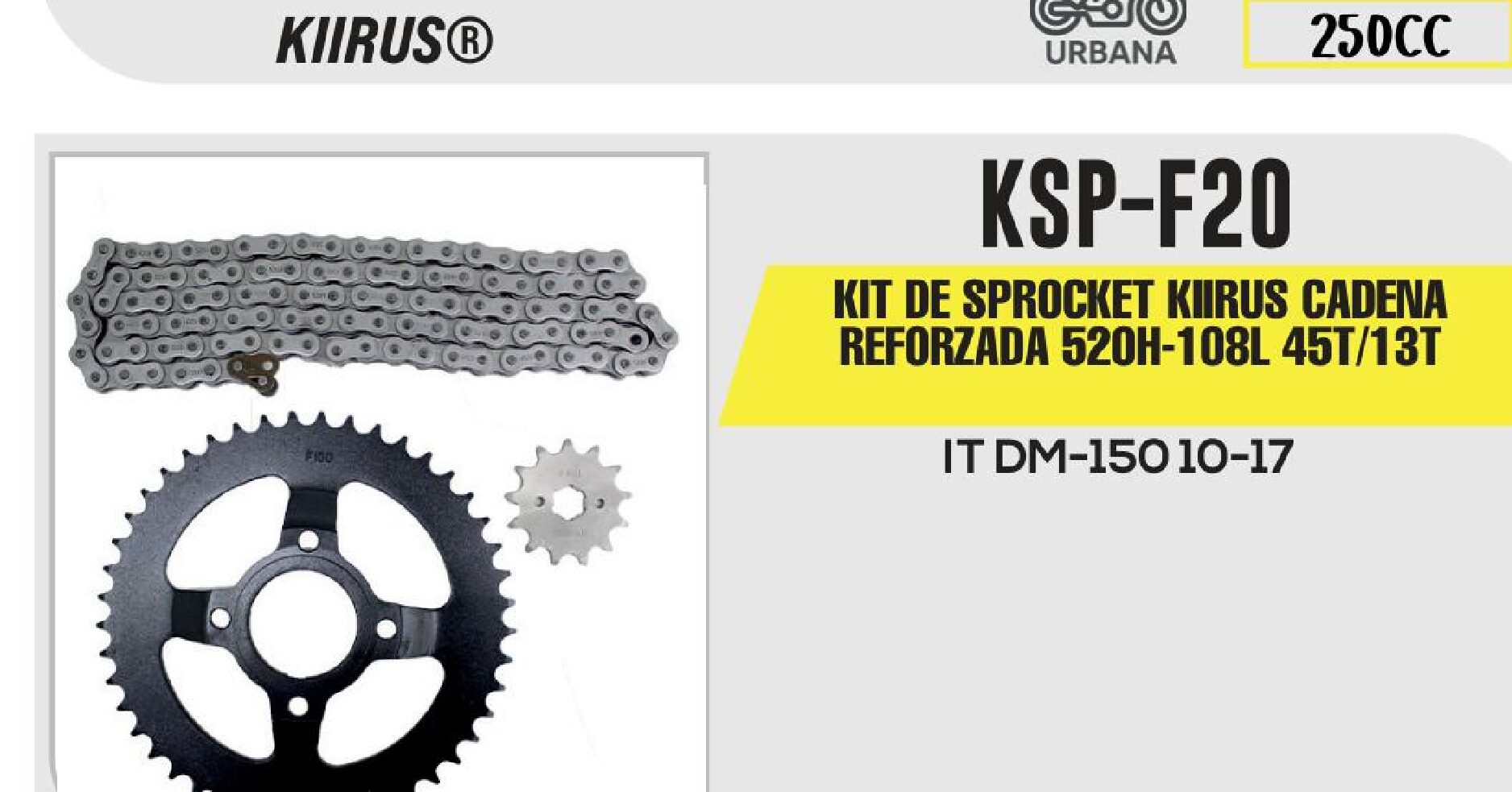 KIT DE SPROCKET KIIRUS CADENA REFORZADA 520H-108L SPROCKET 45T/13T / KSP-F20