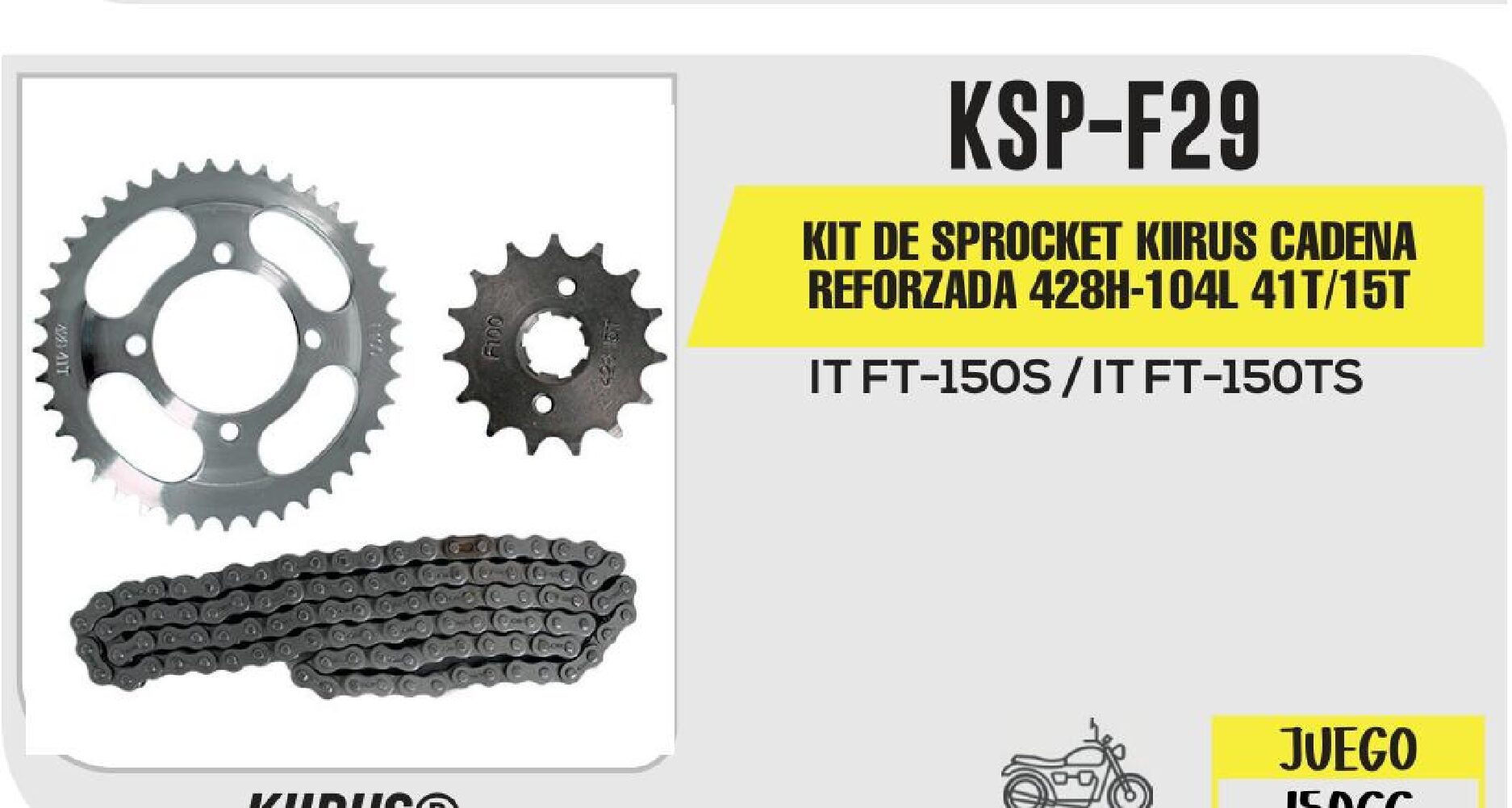 KIT DE SPROCKET KIIRUS CADENA REFORZADA 428H-104L 41T/15T / KSP-F29