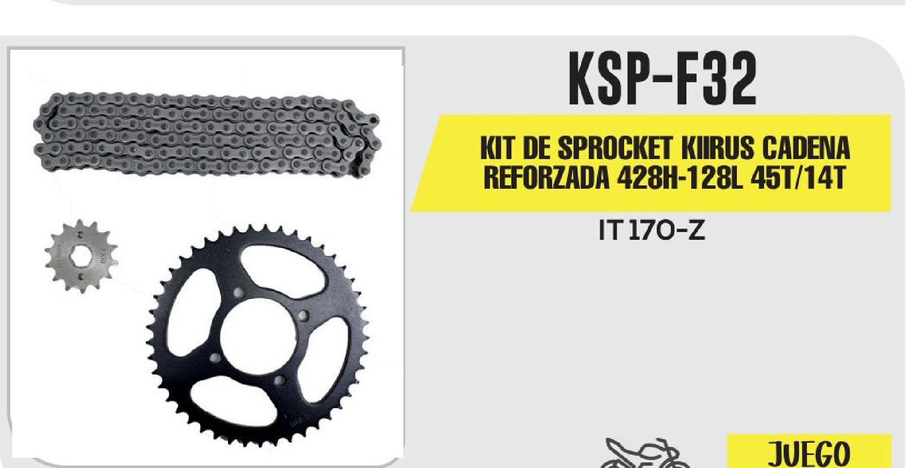 KIT DE SPROCKET KIIRUS CADENA REFORZADA 428H-128L SPROCKET 45T/14T / KSP-F32