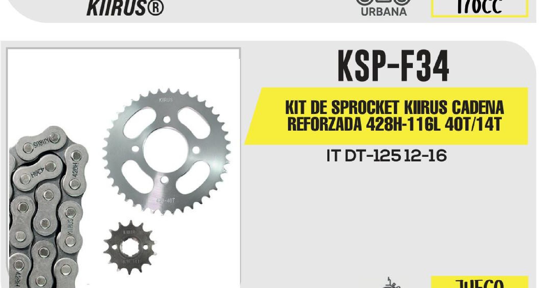 KIT DE SPROCKET KIIRUS CADENA REFORZADA 428H-116L 40T/14T / KSP-F34