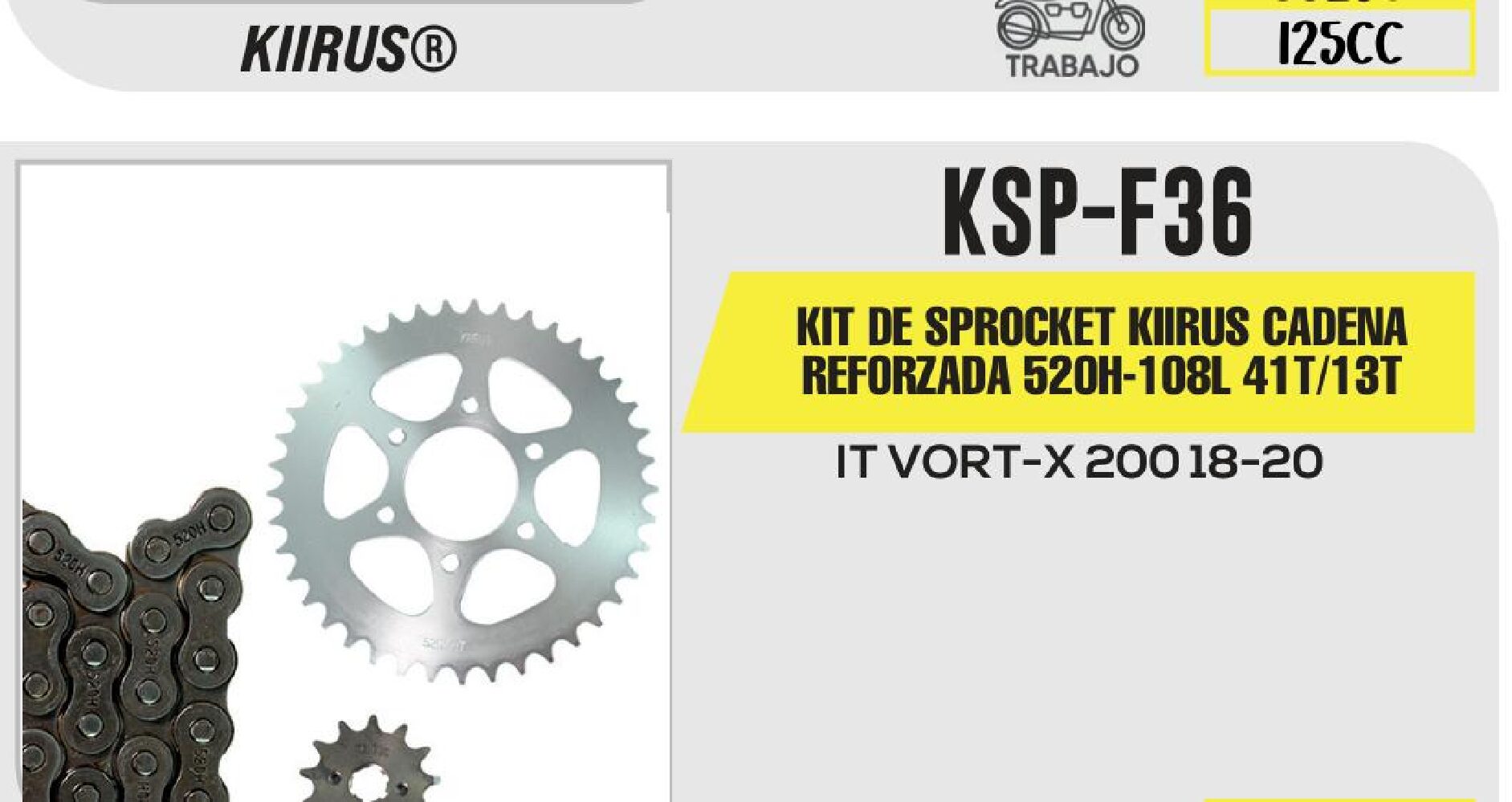 KIT DE SPROCKET KIIRUS CADENA REFORZADA 520H-108L 41T/13T / KSP-F36