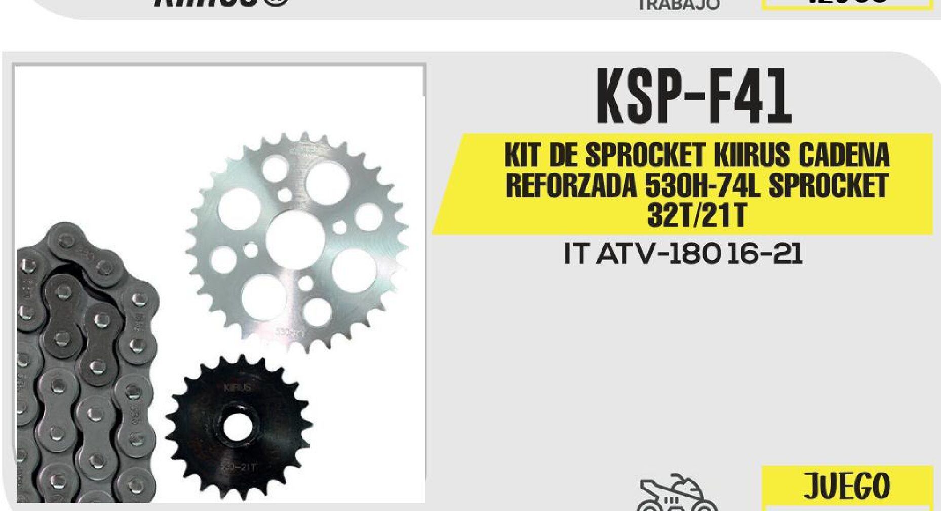 KIT DE SPROCKET KIIRUS CADENA REFORZADA 530H-76L 32T/21T / KSP-F41