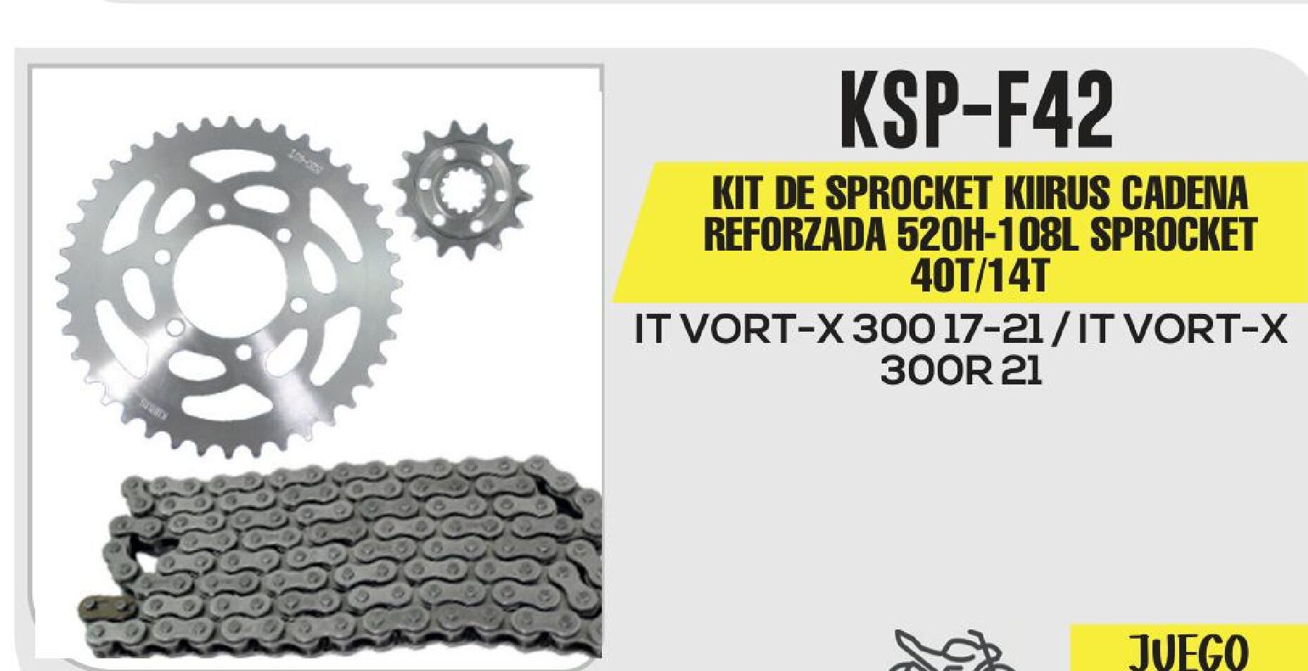 KIT DE SPROCKET KIIRUS CADENA REFORZADA 520H-108L SPROCKET 40T/14T / KSP-F42