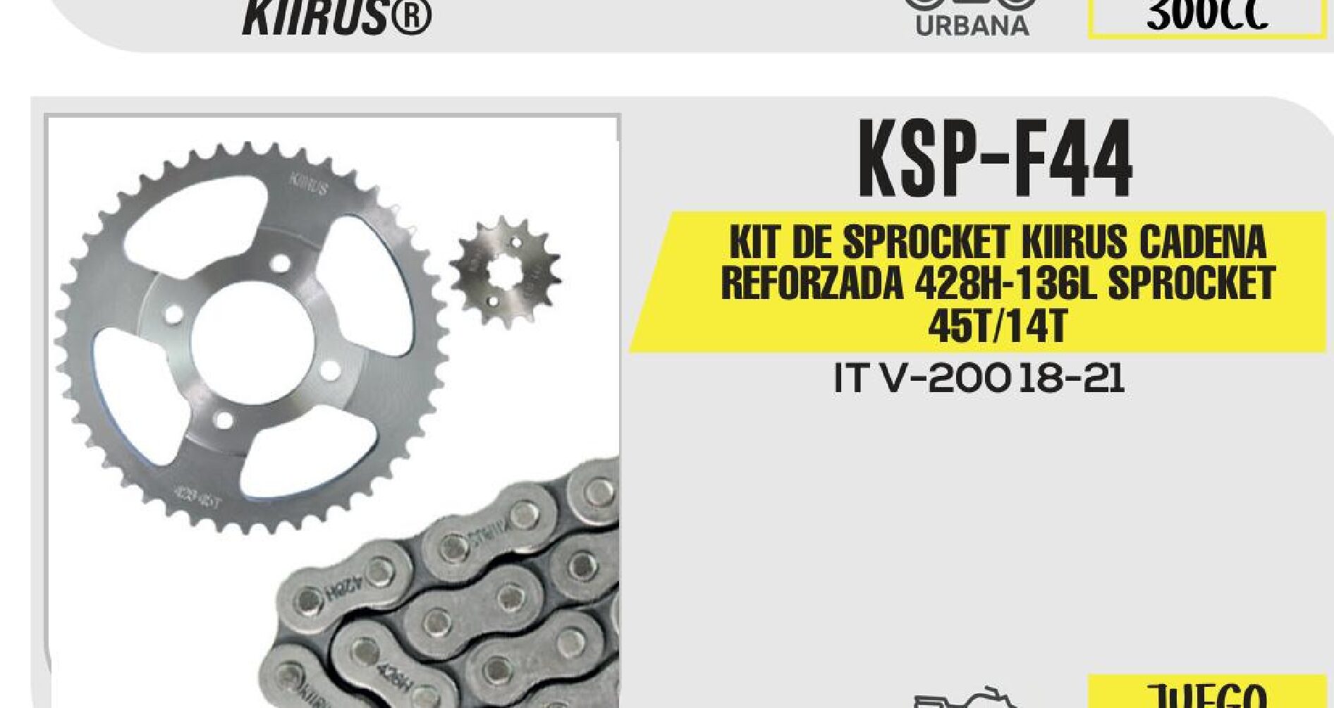 KIT DE SPROCKET CADENA REFORZADA 428H-136L SPROCKET 45T/14T / KSP-F44