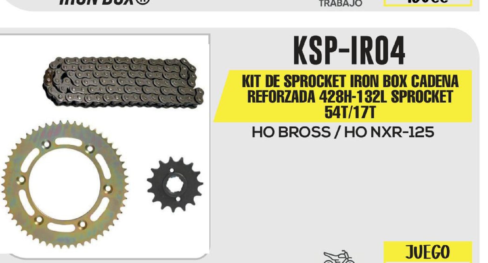KIT DE SPROCKET IRON BOX CADENA REFORZADA 428H-132L SPROCKET 54T/17T / KSP-IR04