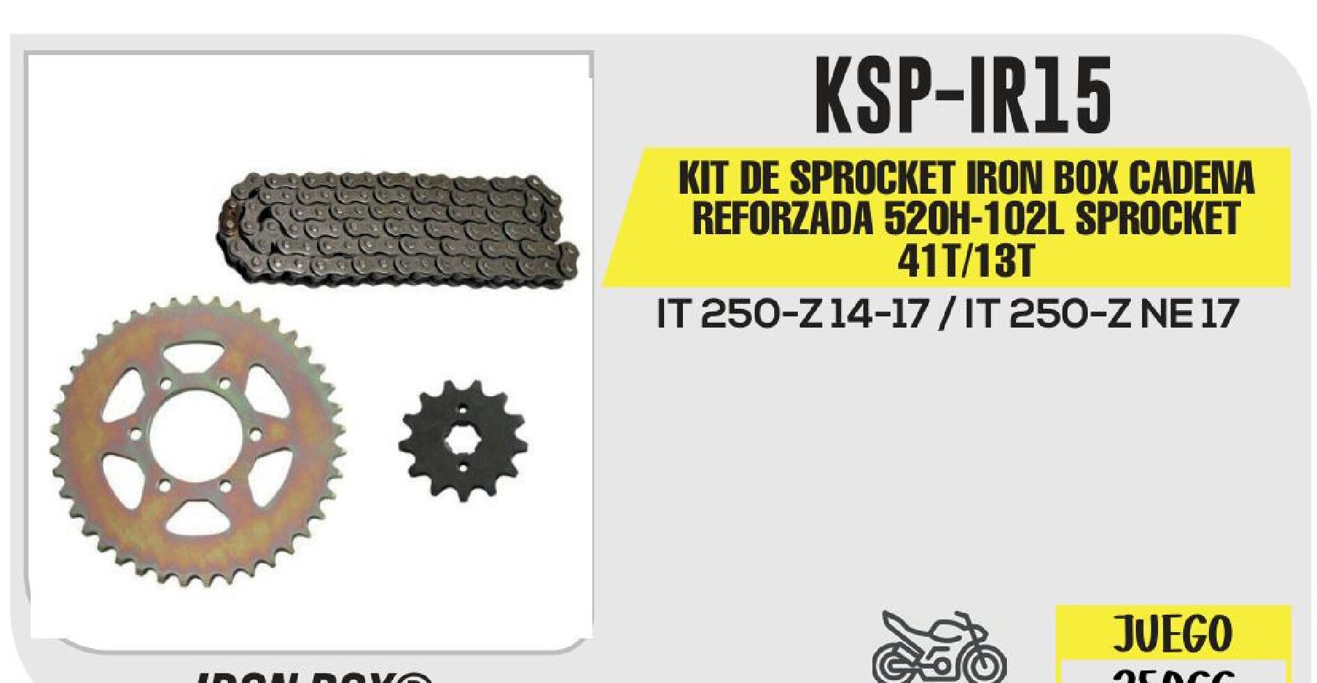 KIT DE SPROCKET IRON BOX CADENA REFORZADA 520H-102L SPROCKET 41T/13T / KSP-IR15