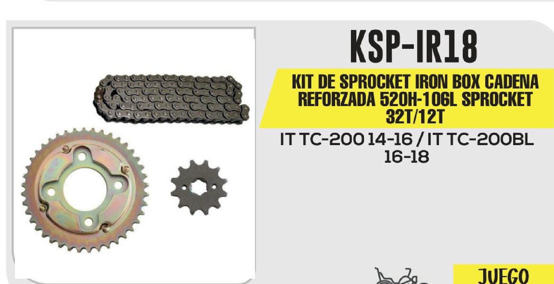 KIT DE SPROCKET IRON BOX CADENA REFORZADA 520H-106L SPROCKET 32T/12T / KSP-IR18