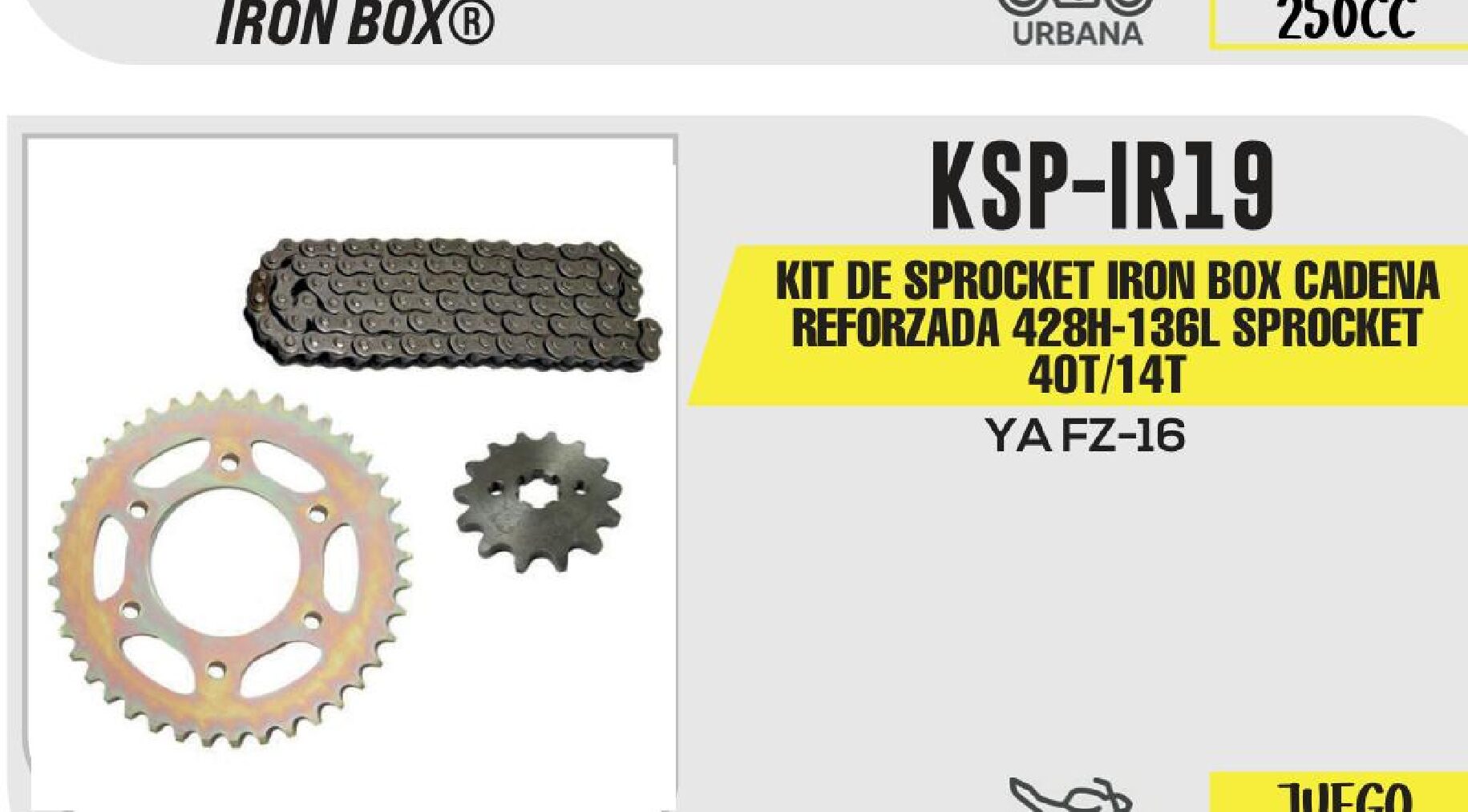 KIT DE SPROCKET IRON BOX CADENA REFORZADA 428H-136L SPROCKET 40T/14T / KSP-IR19