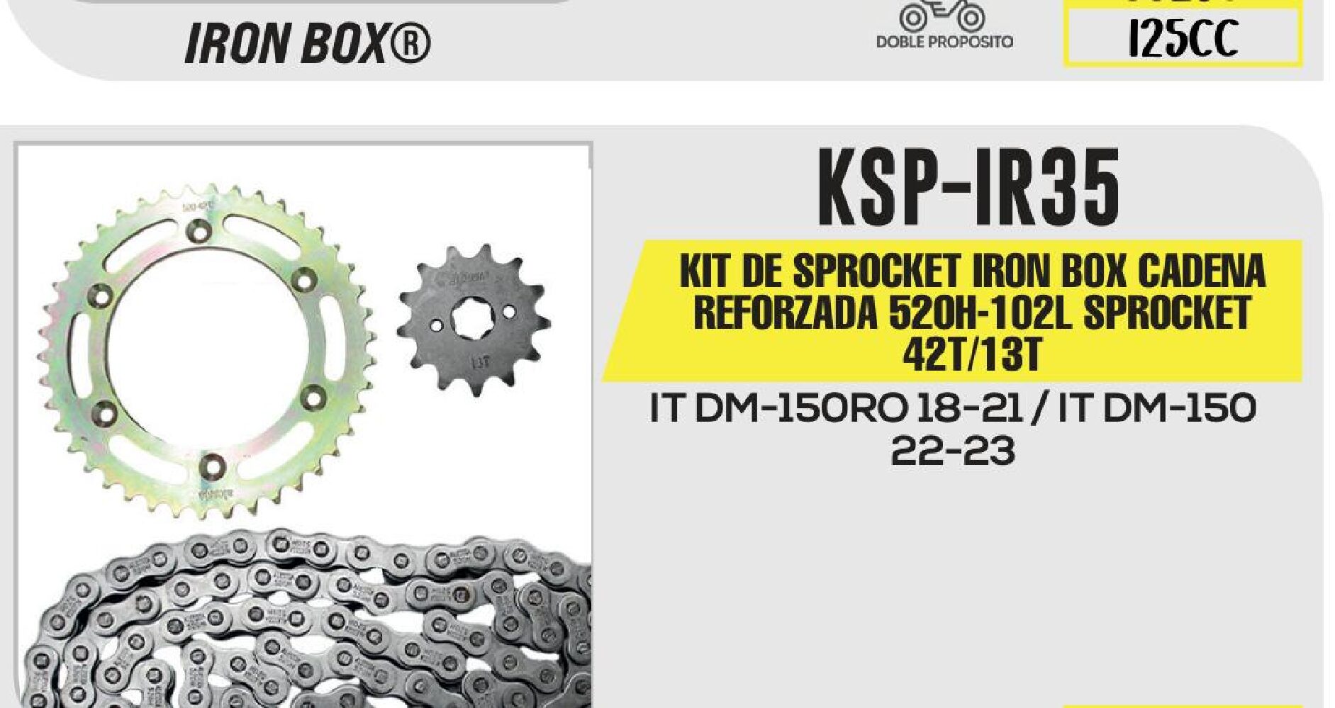 KIT DE SPROCKET IRON BOX CADENA REFORZADA 520H-102L SPROCKET 42T/13T / KSP-IR35