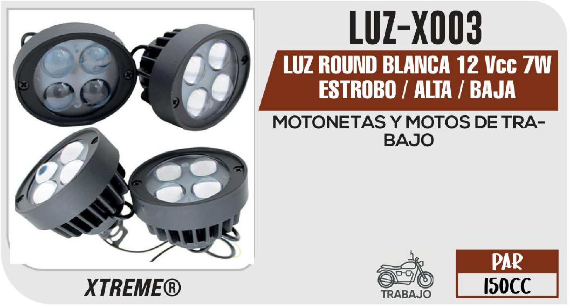 LUZ ROUND BLANCA 12 Vcc 7W ESTROBO / ALTA / BAJA / LUZ-X003