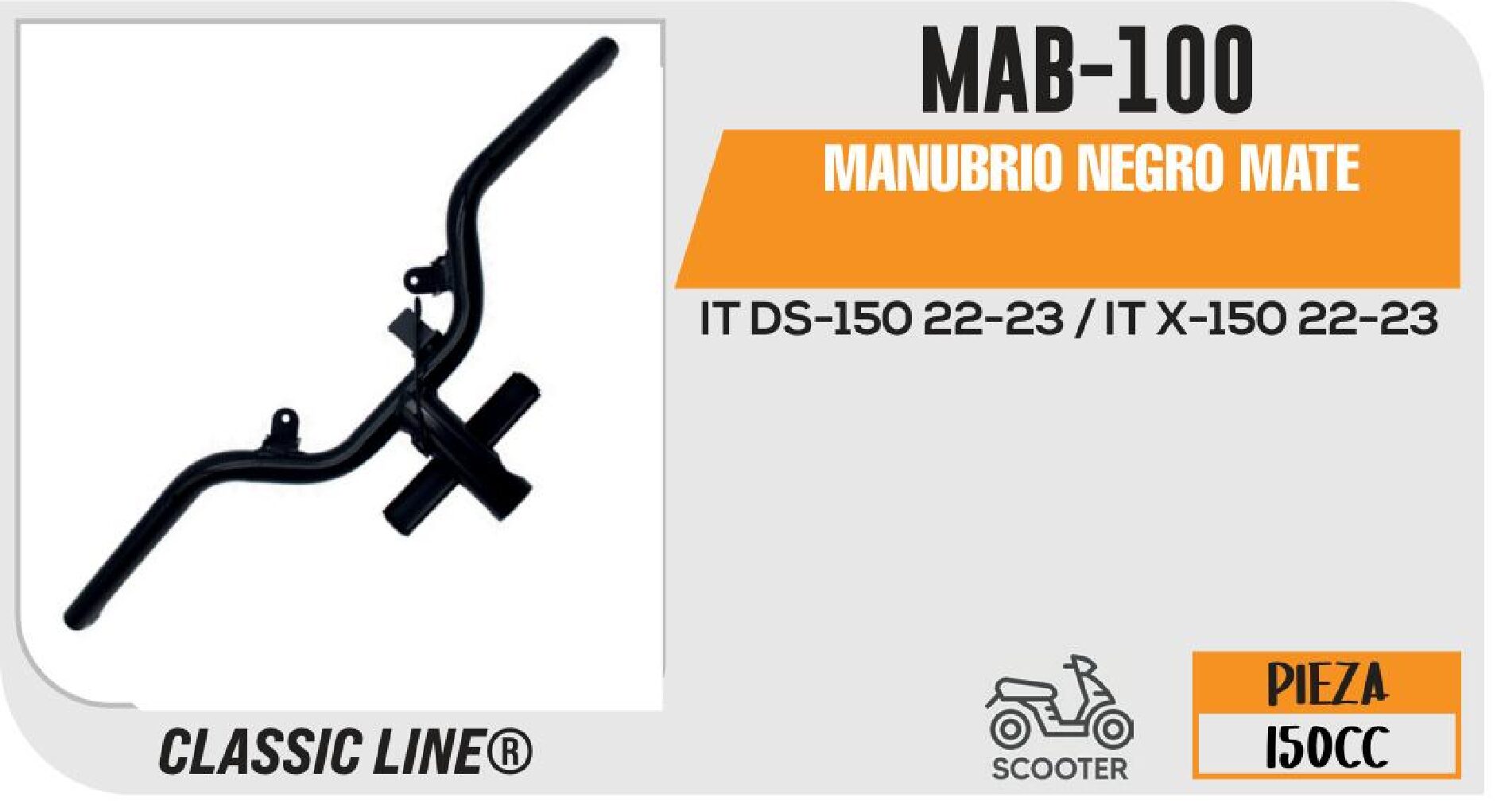 MANUBRIO NEGRO MATE / MAB-100