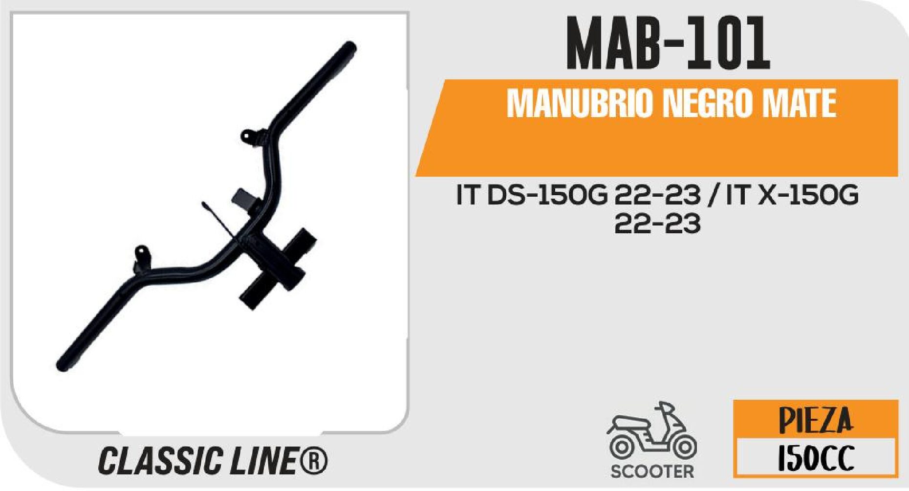 MANUBRIO NEGRO MATE / MAB-101