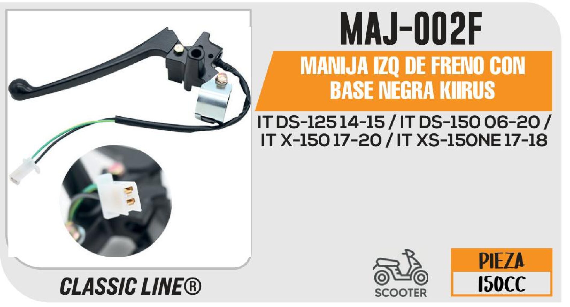 MANIJA IZQ DE FRENO CON BASE NEGRA KIIRUS / MAJ-002F