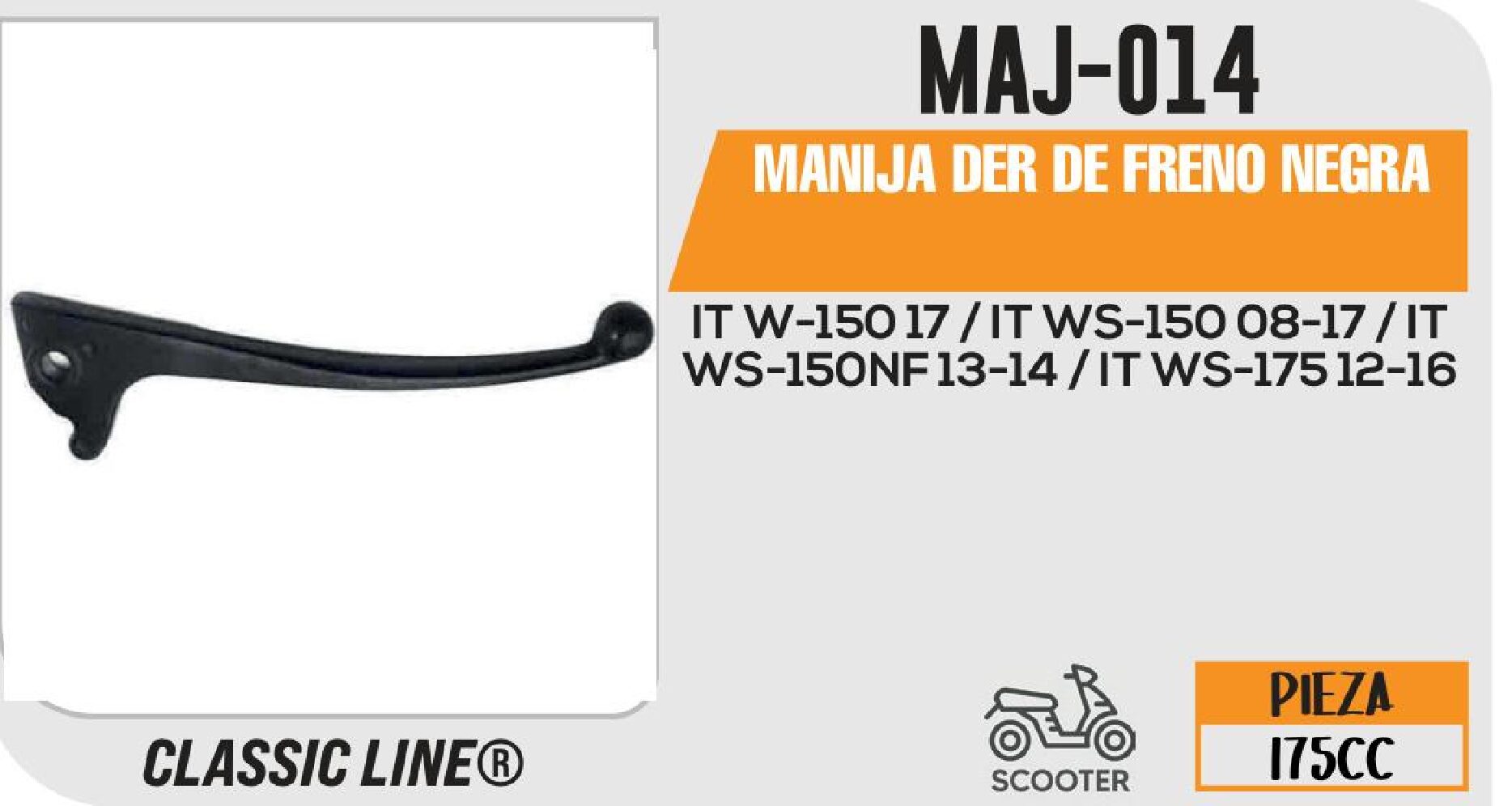 MANIJA DER DE FRENO NEGRA / MAJ-014