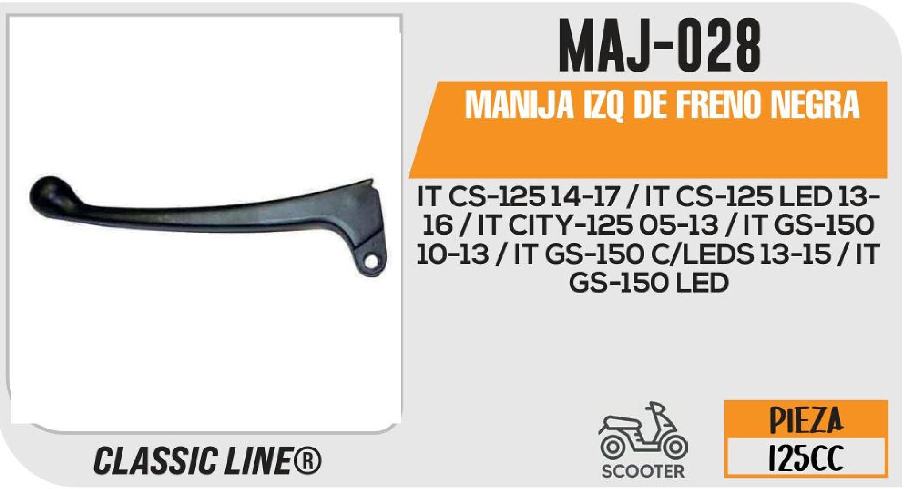 MANIJA IZQ DE FRENO NEGRA / MAJ-028