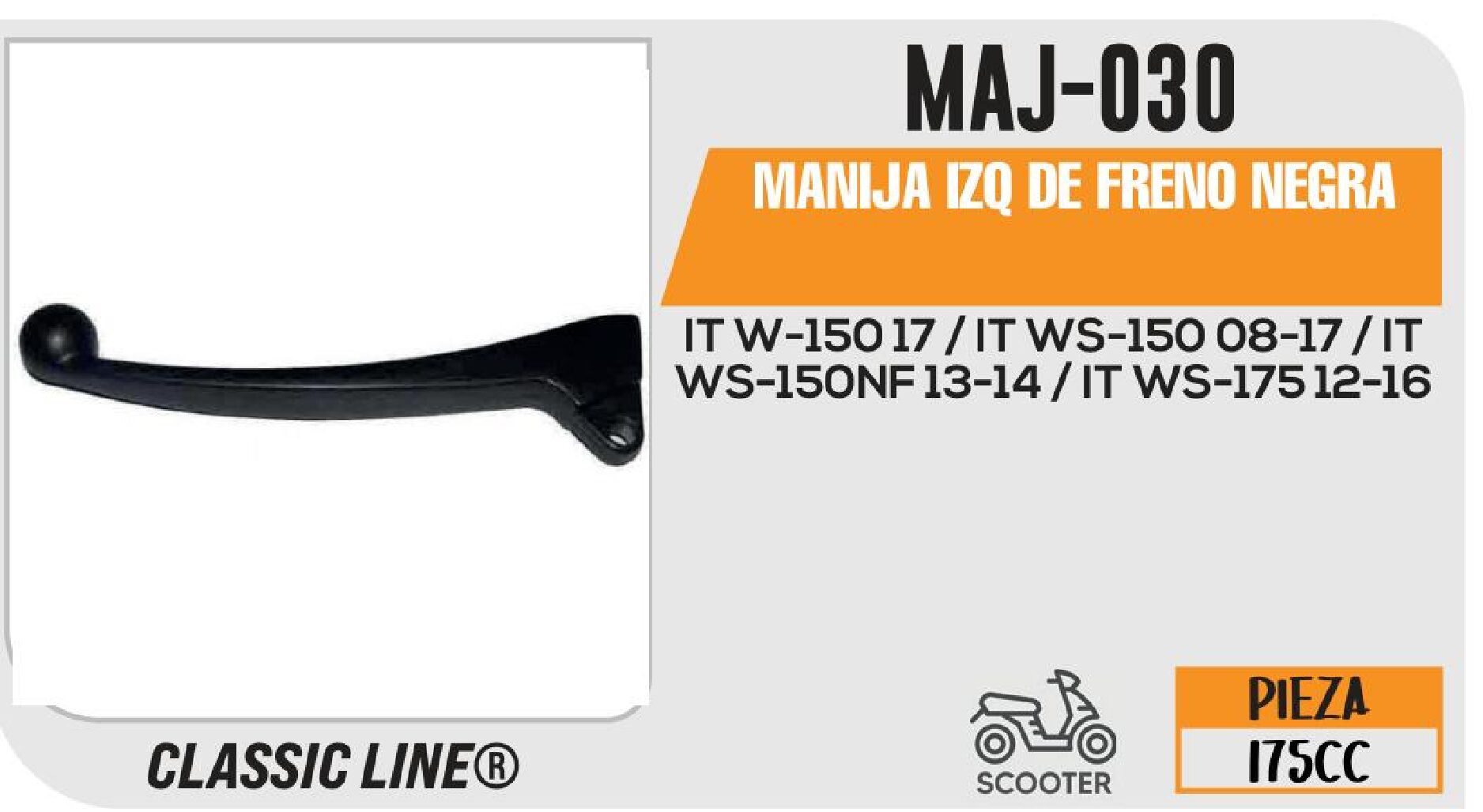 MANIJA IZQ DE FRENO NEGRA / MAJ-030