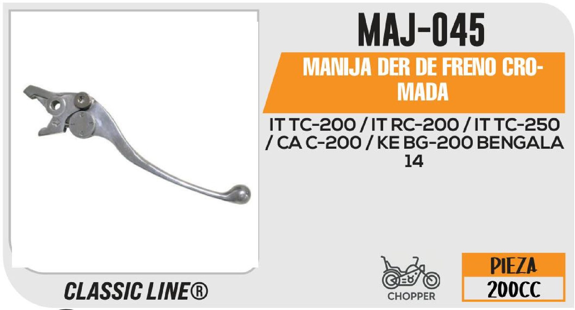 MANIJA DER DE FRENO CROMADA / MAJ-045