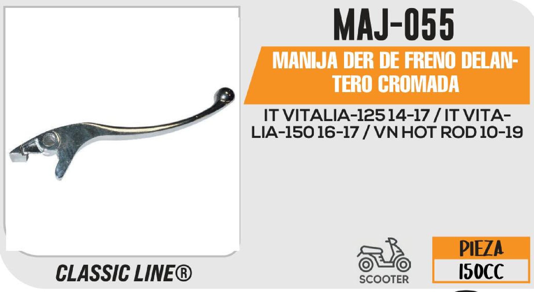 MANIJA DER DE FRENO DELANTERO CROMADA / MAJ-055