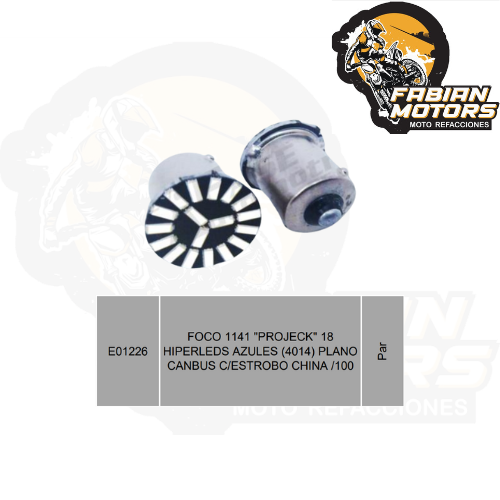 FOCO 1141 "PROJECK" 18 HIPERLEDS AZULES (4014) PLANO CANBUS C/ESTROBO CHINA /100