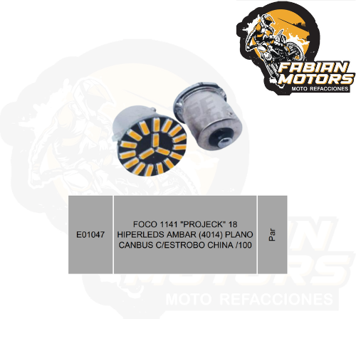 FOCO 1141 "PROJECK" 18 HIPERLEDS AMBAR (4014) PLANO CANBUS C/ESTROBO CHINA /100