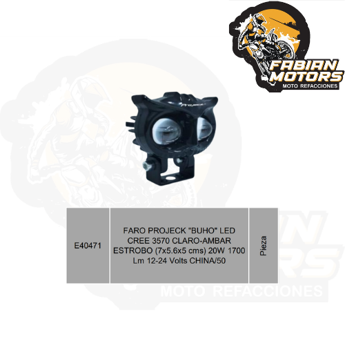 FARO PROJECK "BUHO" LED CREE 3570 CLARO-AMBAR ESTROBO (7x5.6x5 cms) 20W 1700 Lm 12-24 Volts CHINA/50