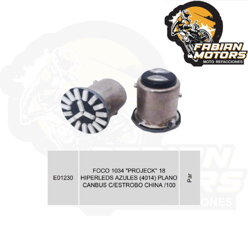 FOCO 1034 "PROJECK" 18 HIPERLEDS AZULES (4014) PLANO CANBUS C/ESTROBO CHINA /100
