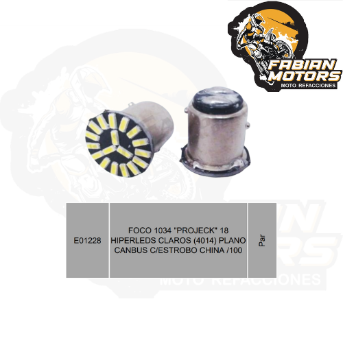 FOCO 1034 "PROJECK" 18 HIPERLEDS CLAROS (4014) PLANO CANBUS C/ESTROBO CHINA /100