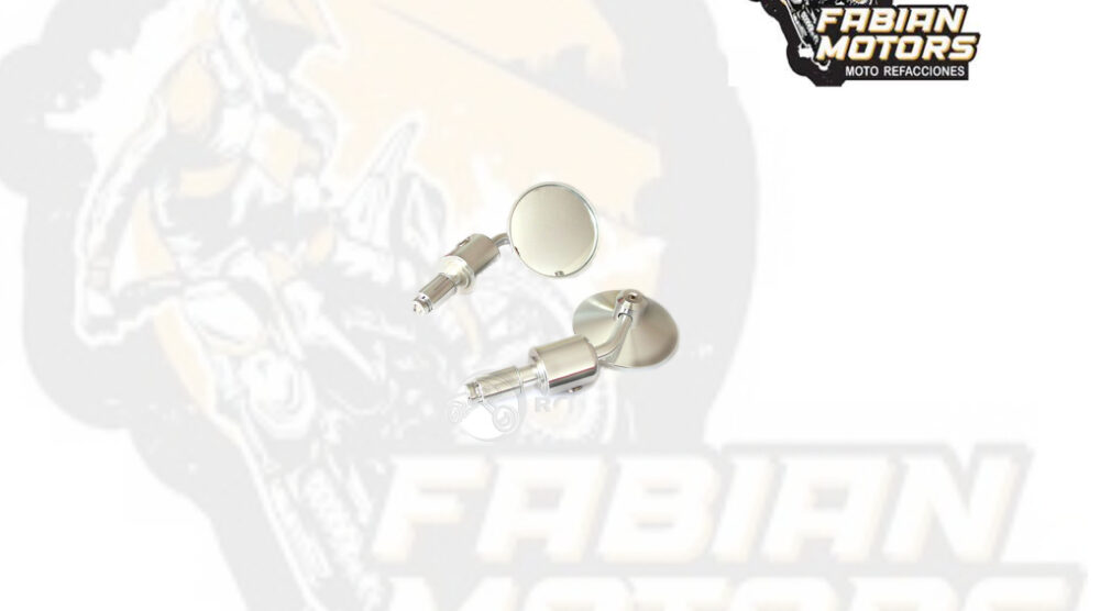 ESPEJO UNIVERSAL PLATA REDONDO TIPO CAFÉ RACER 020 (PAR)