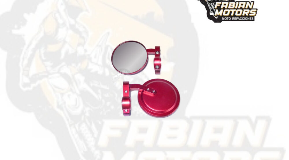 ESPEJO UNIVERSAL ALUMINIO REDONDO TIPO CAFÉ RACER ROJO 020 (PAR)