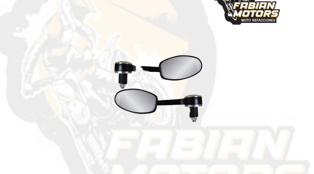ESPEJO UNIVERSAL ALUMINIO OVALADO TIPO CAFÉ RACER PLATA A10 (PAR)