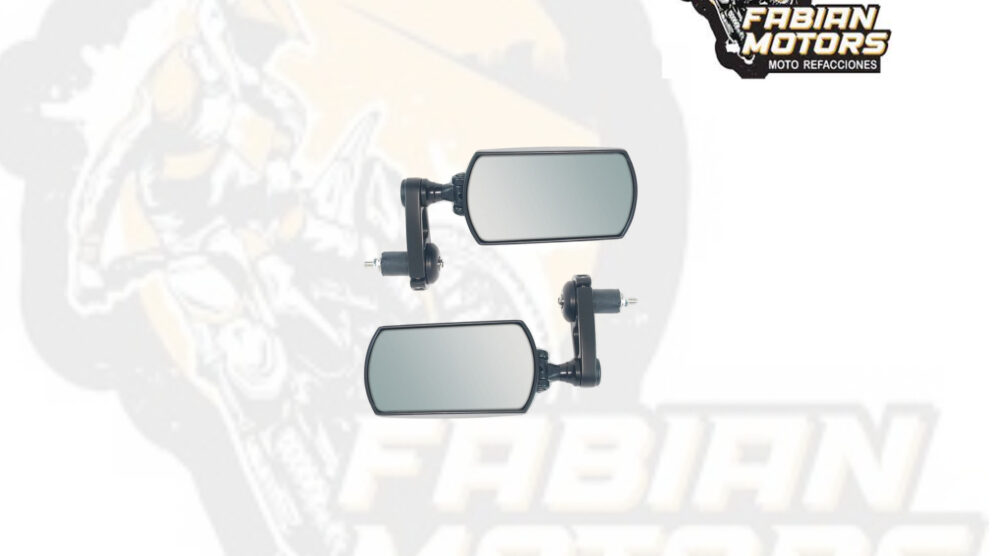 ESPEJO UNIVERSAL ALUMINIO RECTANGULAR TIPO CAFÉ RACER NEGRO CUA-01 (PAR)