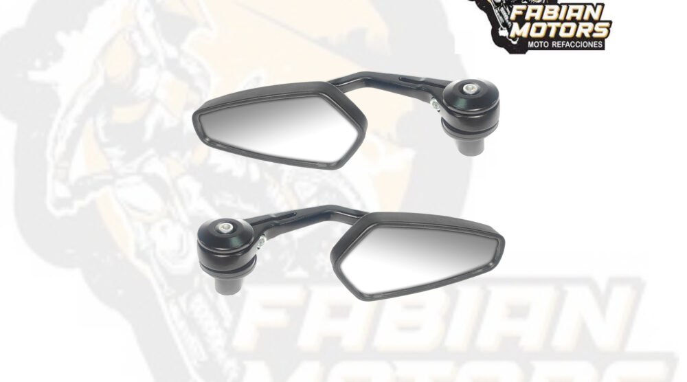 ESPEJO UNIVERSAL ALUMINIO OVALADO NEGRO TIPO CAFÉ RACER A03 (PAR)