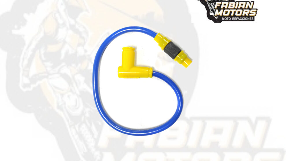 109-000086-1 CABLE BUJIA 12V CAPUCHON 90° AMARILLO/AZUL