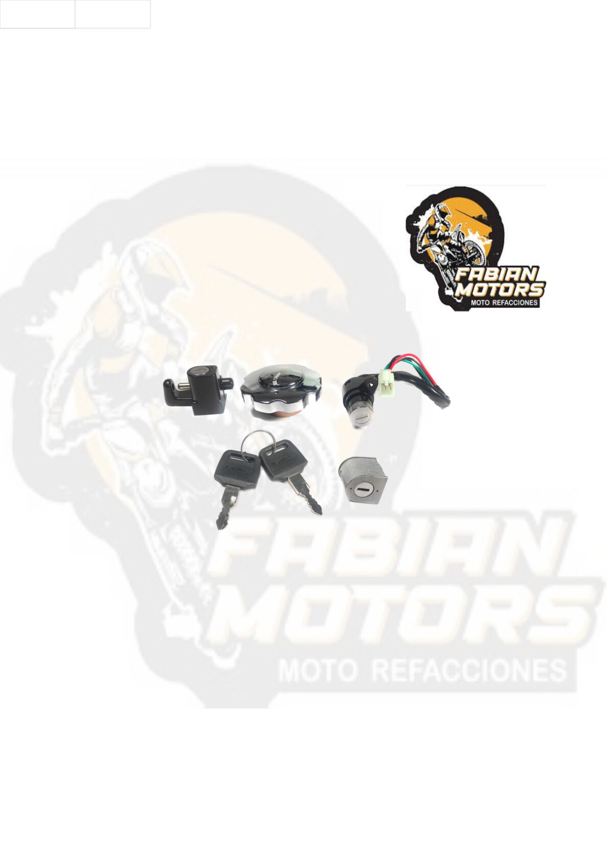 INTERRUPTOR ENCENDIDO 12V C/ TAPÓN GAS Y CHAPAS P/ FT-125 (JUEGO)