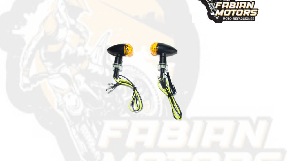 DIRECCIONAL UNIVERSAL 12V 10W TIPO GOTA NEGRA LUZ AMBAR A-03 (PAR)