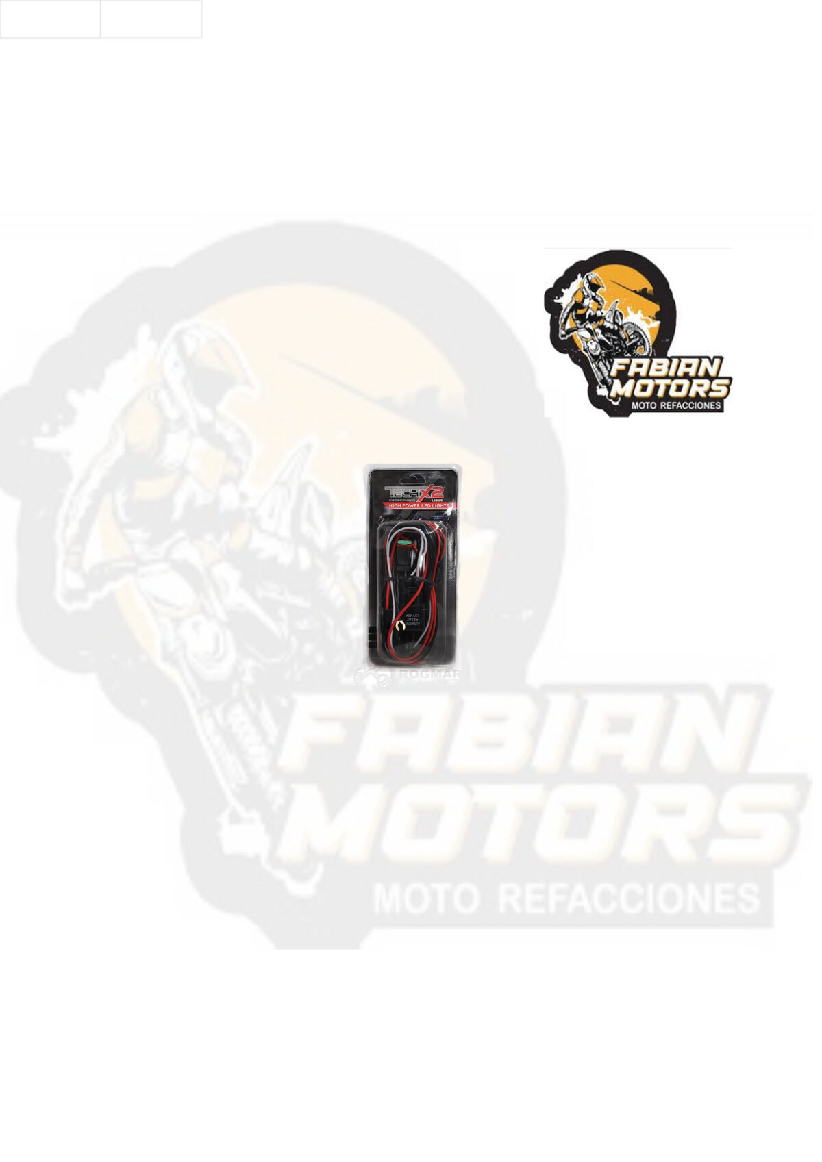 113-001009-1 CABLES PARA 2 FAROS TECHX2 12V CD CON SISTEMA DE ESTROBO, FUSIBLE E INTERRUPTOR LUCES (JUEGO)