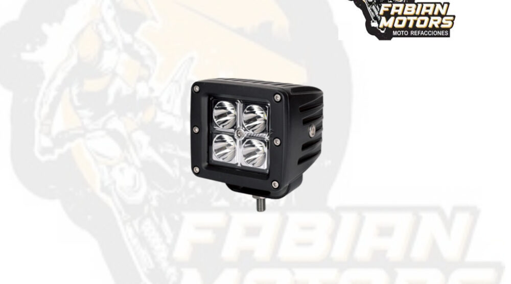 113-001041-1 FARO 4 LEDS CUADRADO 3" 12W 9-32V 840 LUMENS NEGRO (JUEGO)
